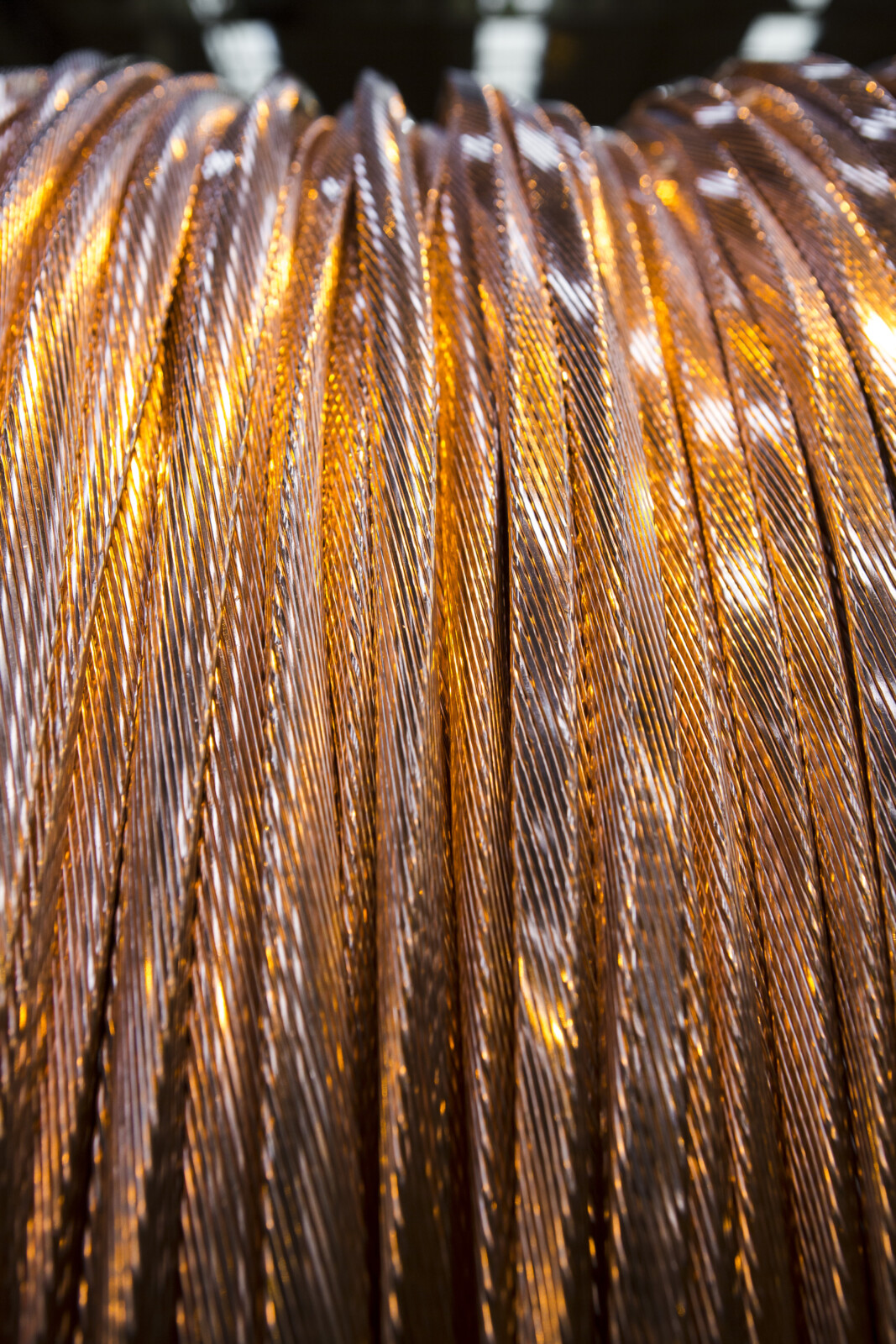 Close-up of copper cable on a reel representing surplus copper wire inventory ready for resale or liquidation